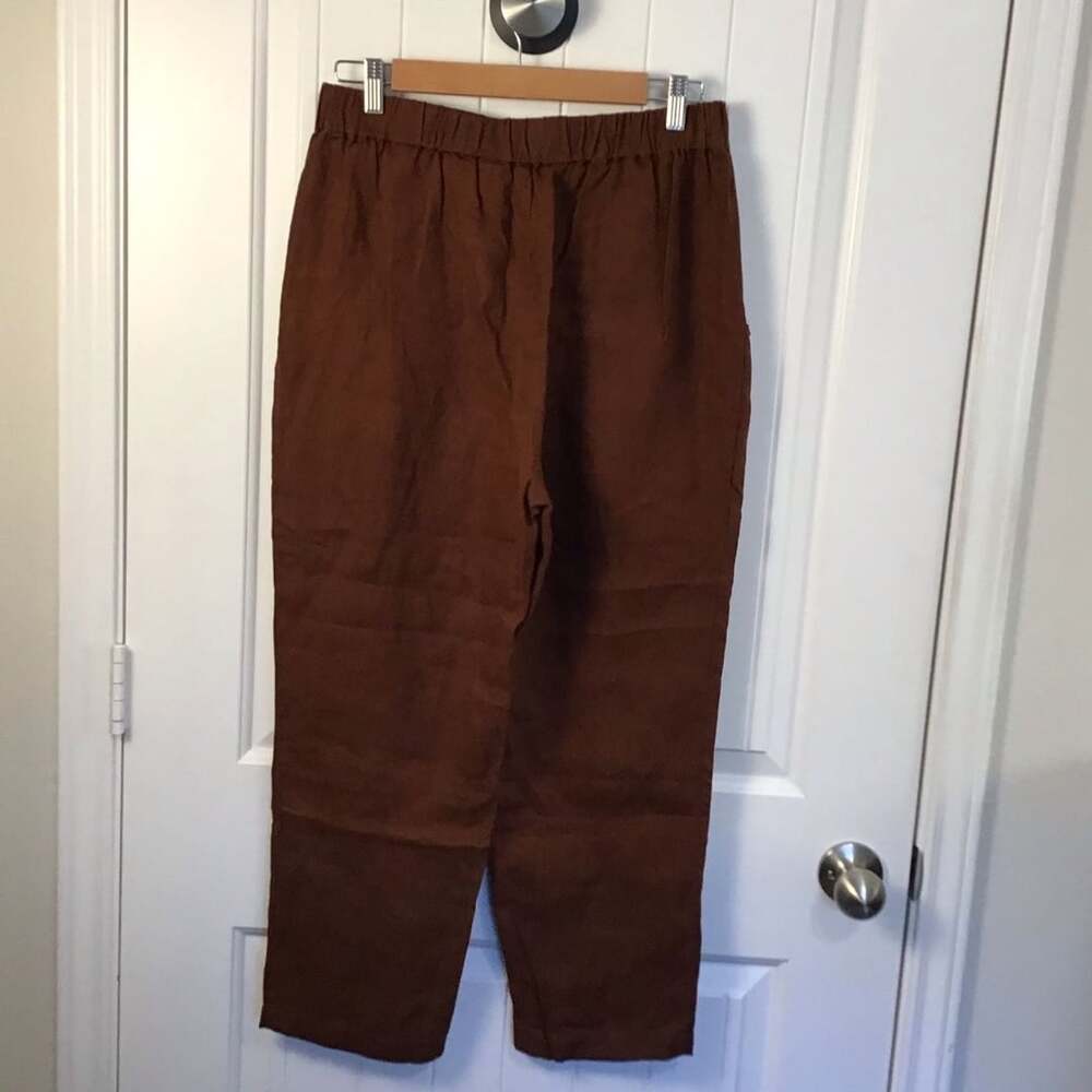 Quince 100% European Linen Pants in Rust Brown - Picture 3 of 9